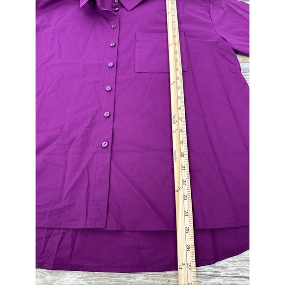 Attitudes By Renee Petite Woven Button Front Shirt Pleated Cuff‎ Size PM Purple - Picture 9 of 15